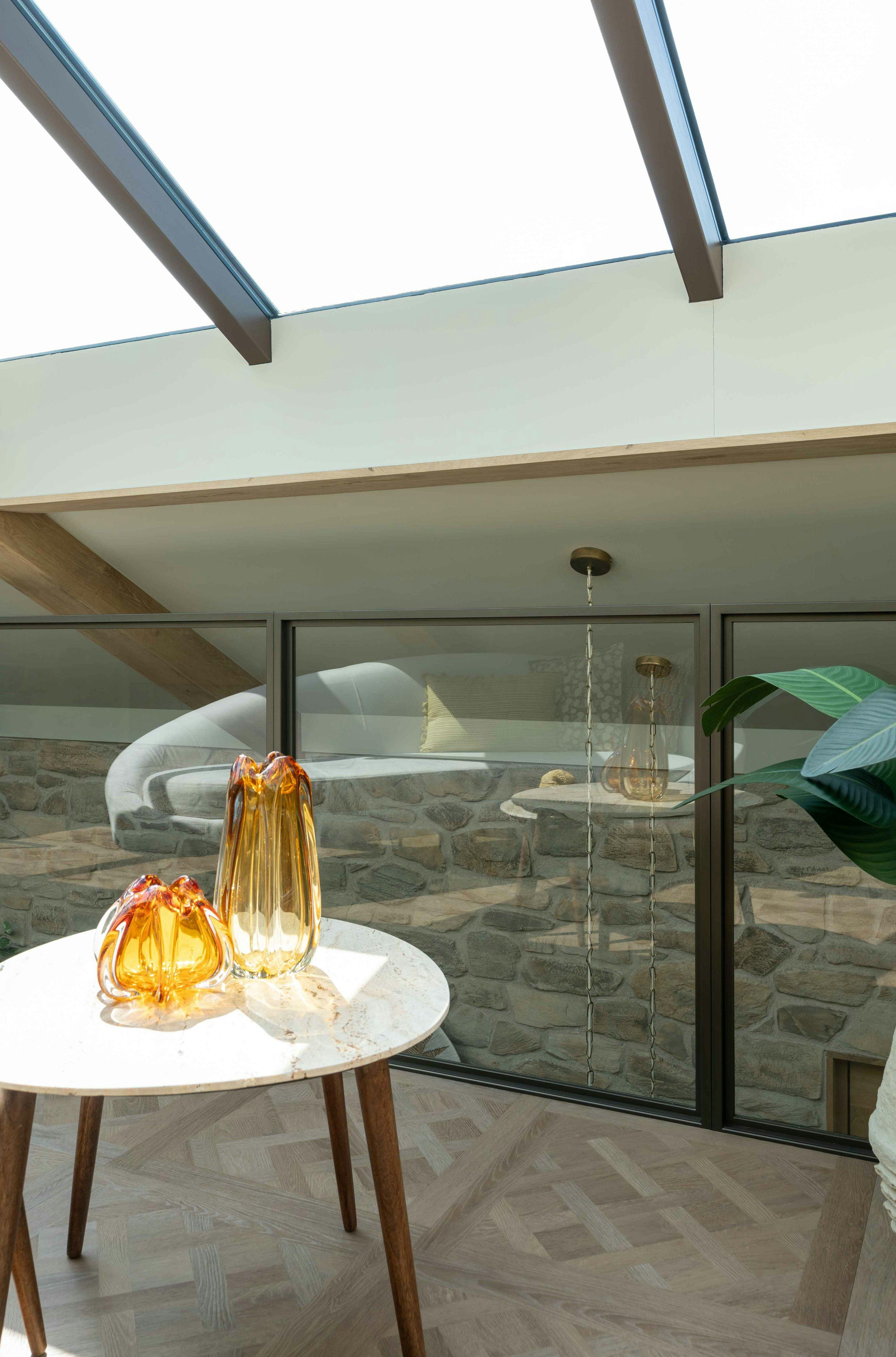 Stalen balustrade met glas