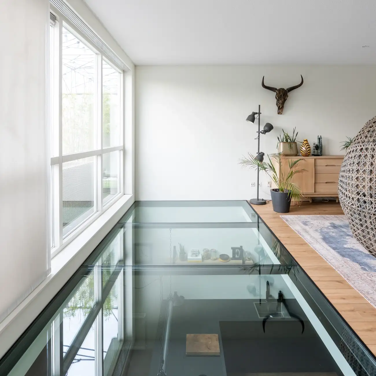 Beloopbaar glas in een huiskamer